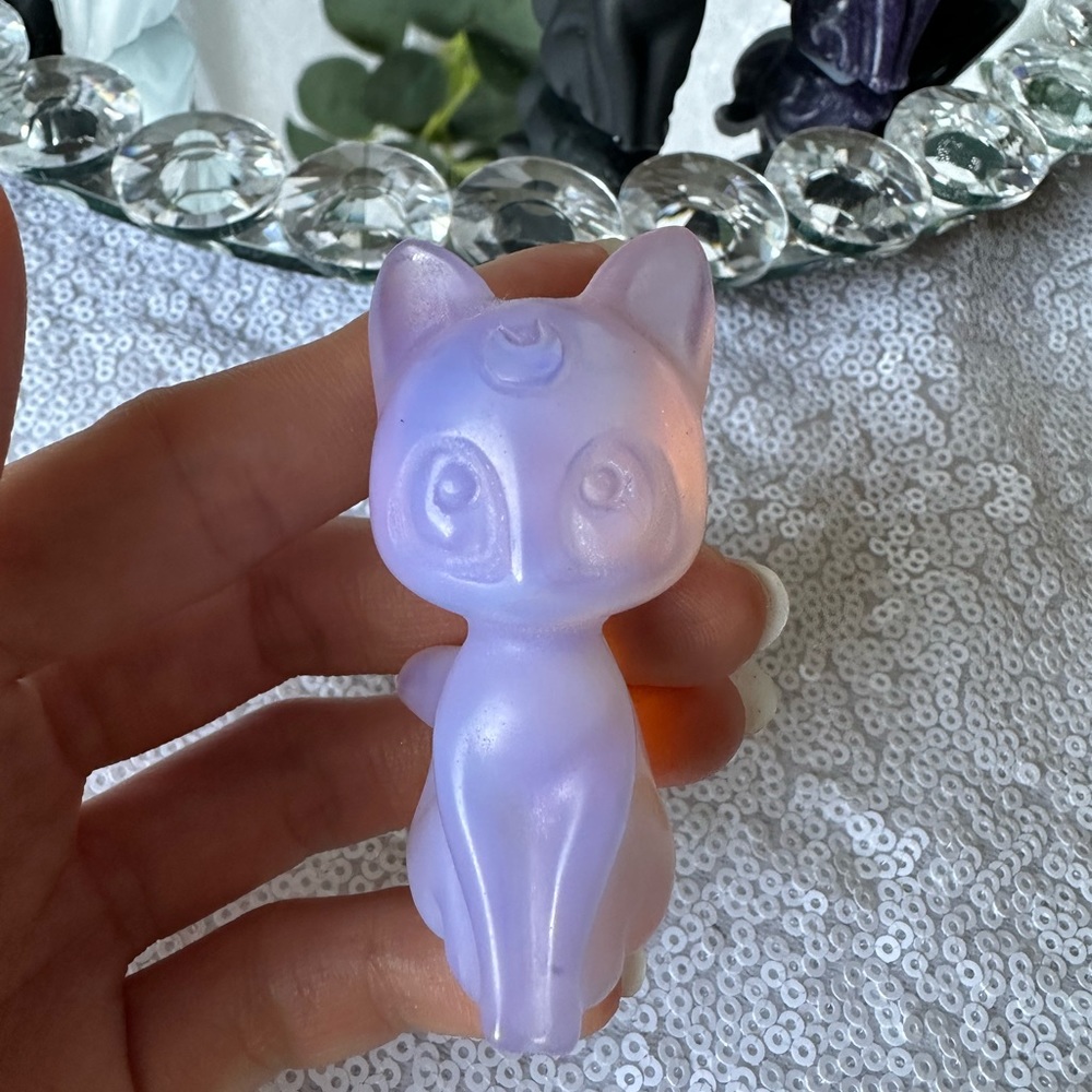 Pink opalite sailor moon Luna cat crystal